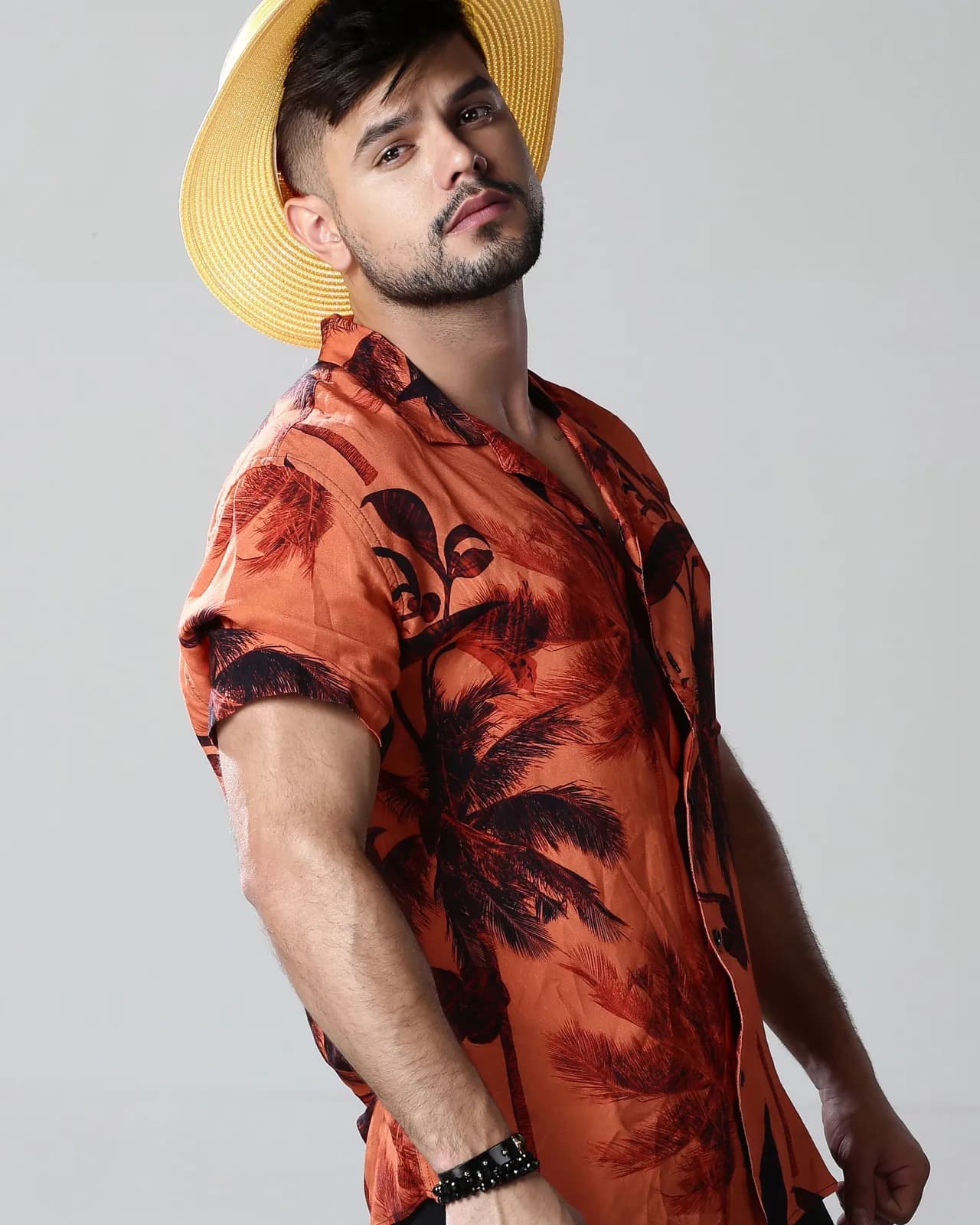 Camisa Estampada Coqueiro, cor laranja coqueiro